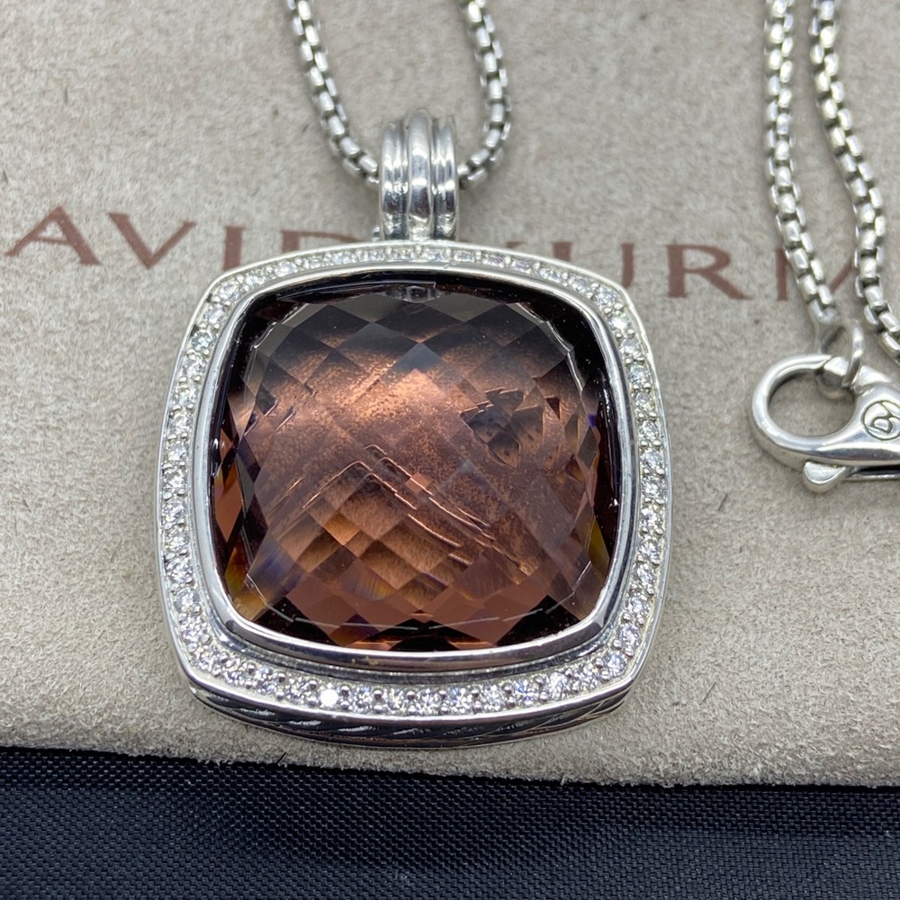 David Yurman Albion Diamond Smoky Quartz Pendant - Picture 5 of 10